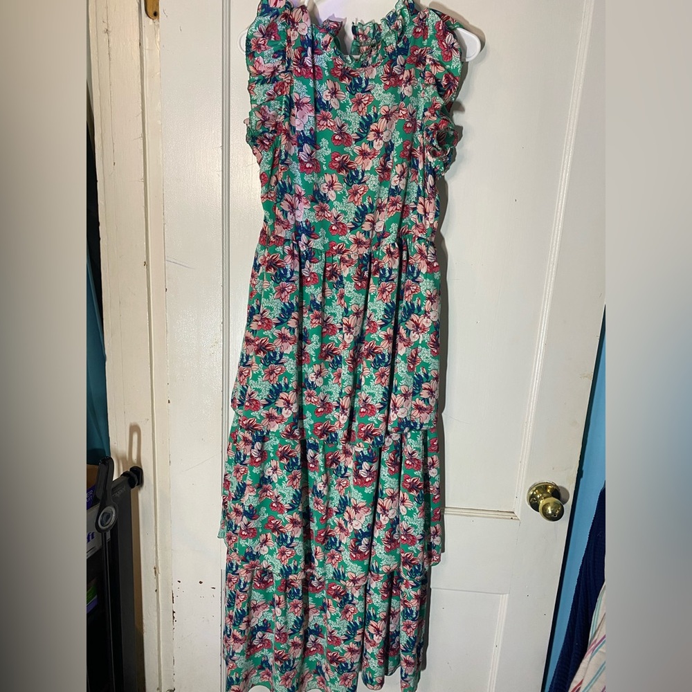 Maxi length ruffle dress